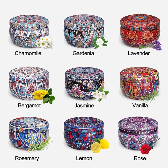 Aromatherapy Scented Soy Wax Candles Portable Travel Jar Gift Set 9-Pack - Picture 2 of 7